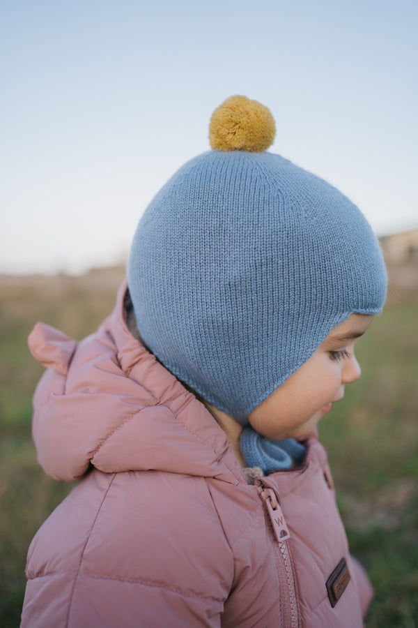 Cashmere Baby Bonnet, Mermaid with Gold Dust Pom