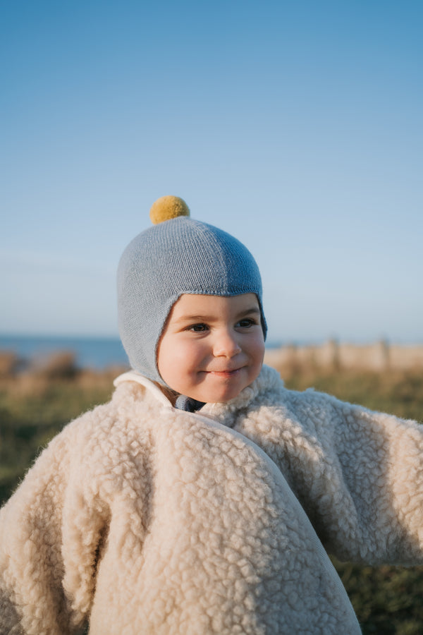 Cashmere Baby Bonnet, Mermaid with Gold Dust Pom