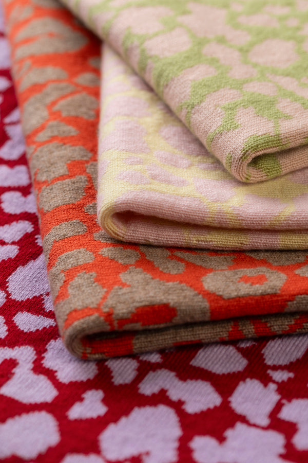 Cashmere Leopard Baby Blanket, Lupin + Chianti