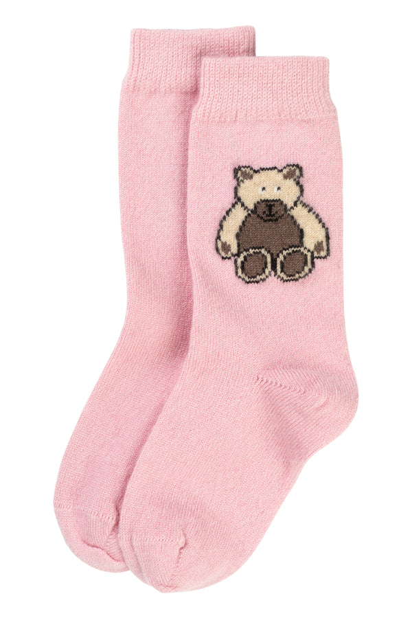 Children's Cashmere Teddy Bear Bed Socks, Lily Pink