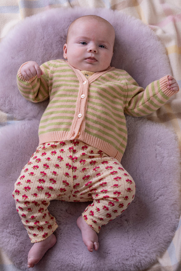 Baby + Children's Stripy Cashmere Cardigan, Rose Beige + Halkidiki