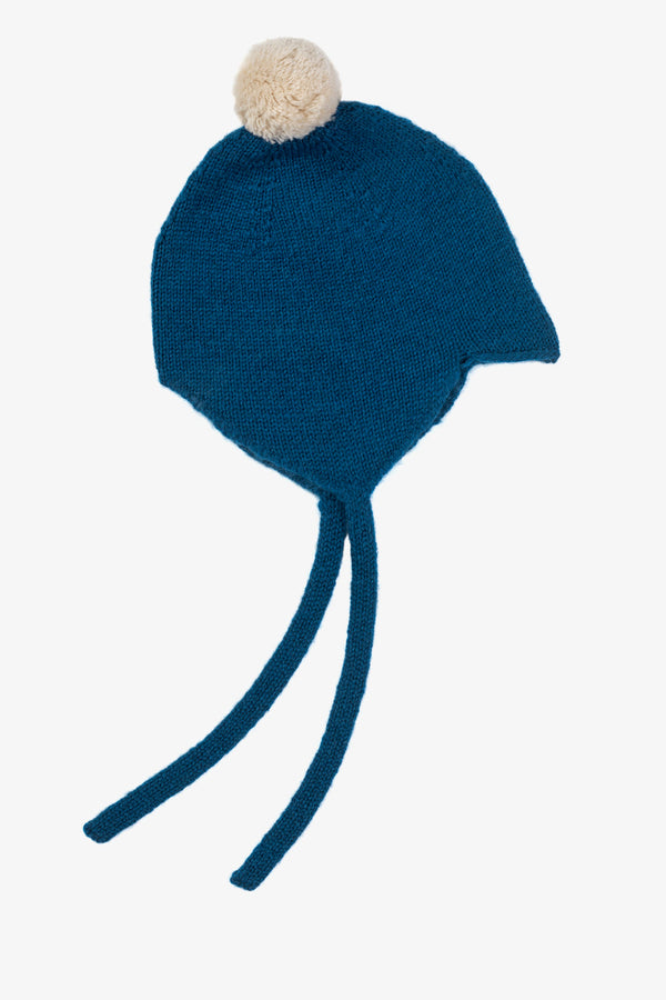 Cashmere Baby Bonnet, Calder with Ivory Pom