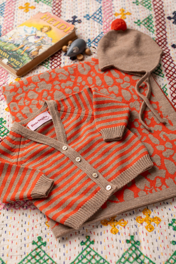 Cashmere Leopard Baby Blanket, Mushroom + Flare