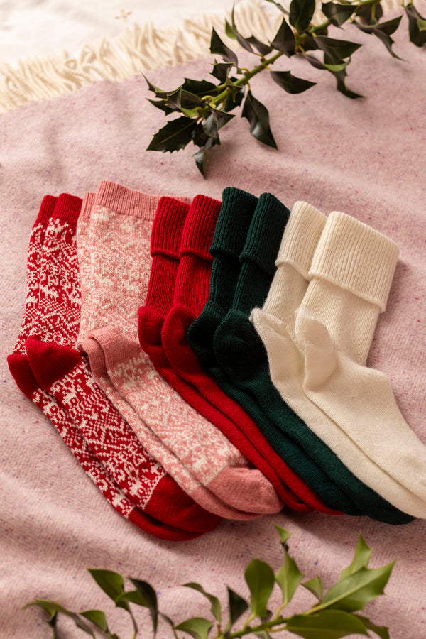 Reindeer Bed Socks, Chianti