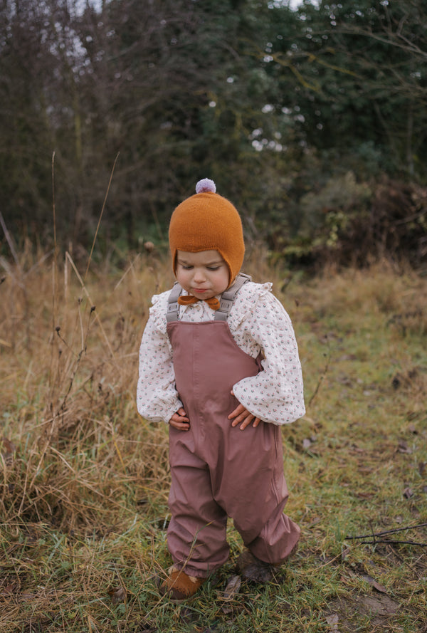 Cashmere Baby Bonnet, Ginger with Lupin Pom